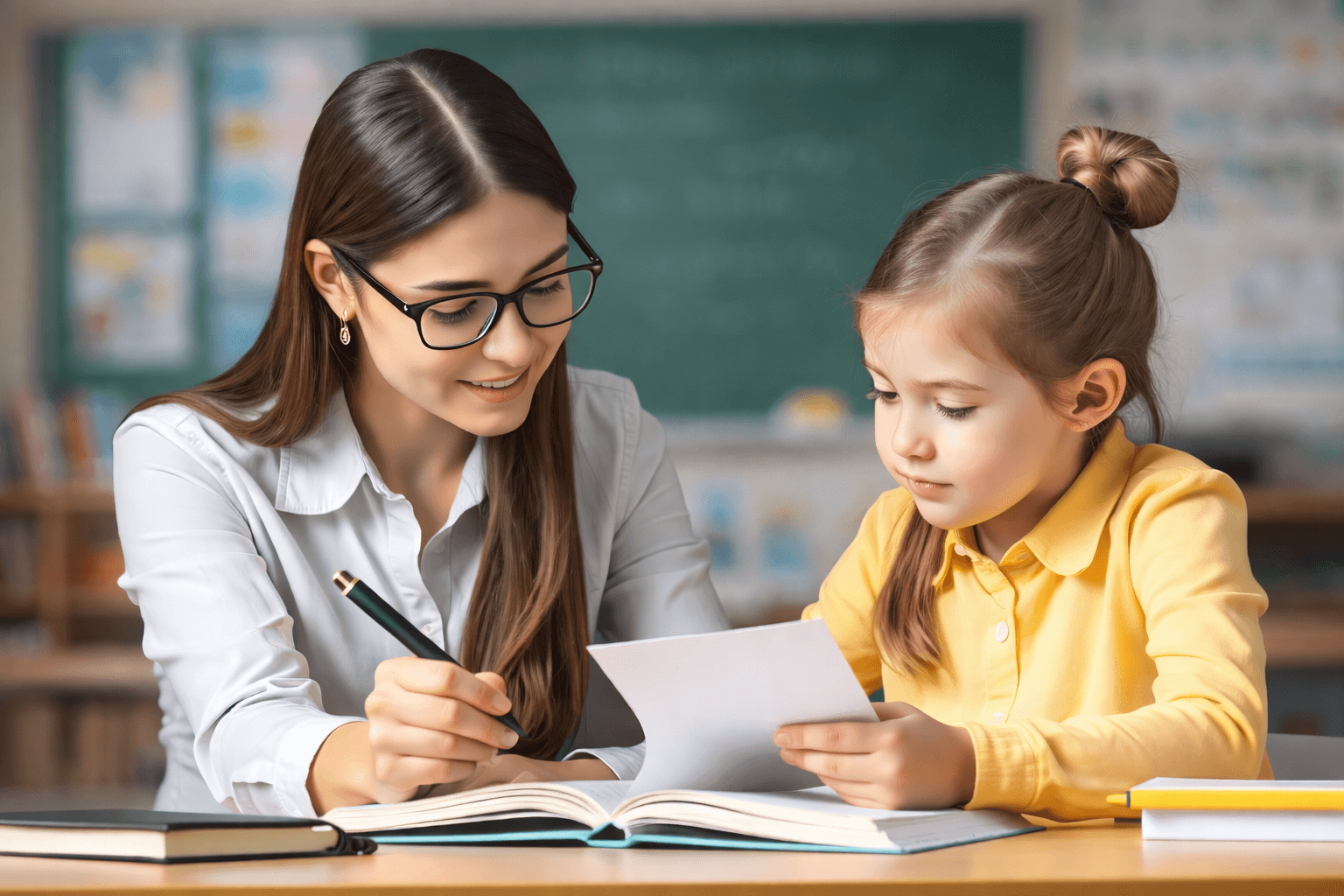Dedicated teacher mentoring a student